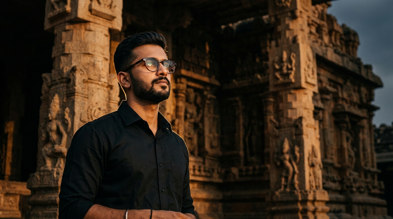 Dr. Devrat Shastri at ancient temple