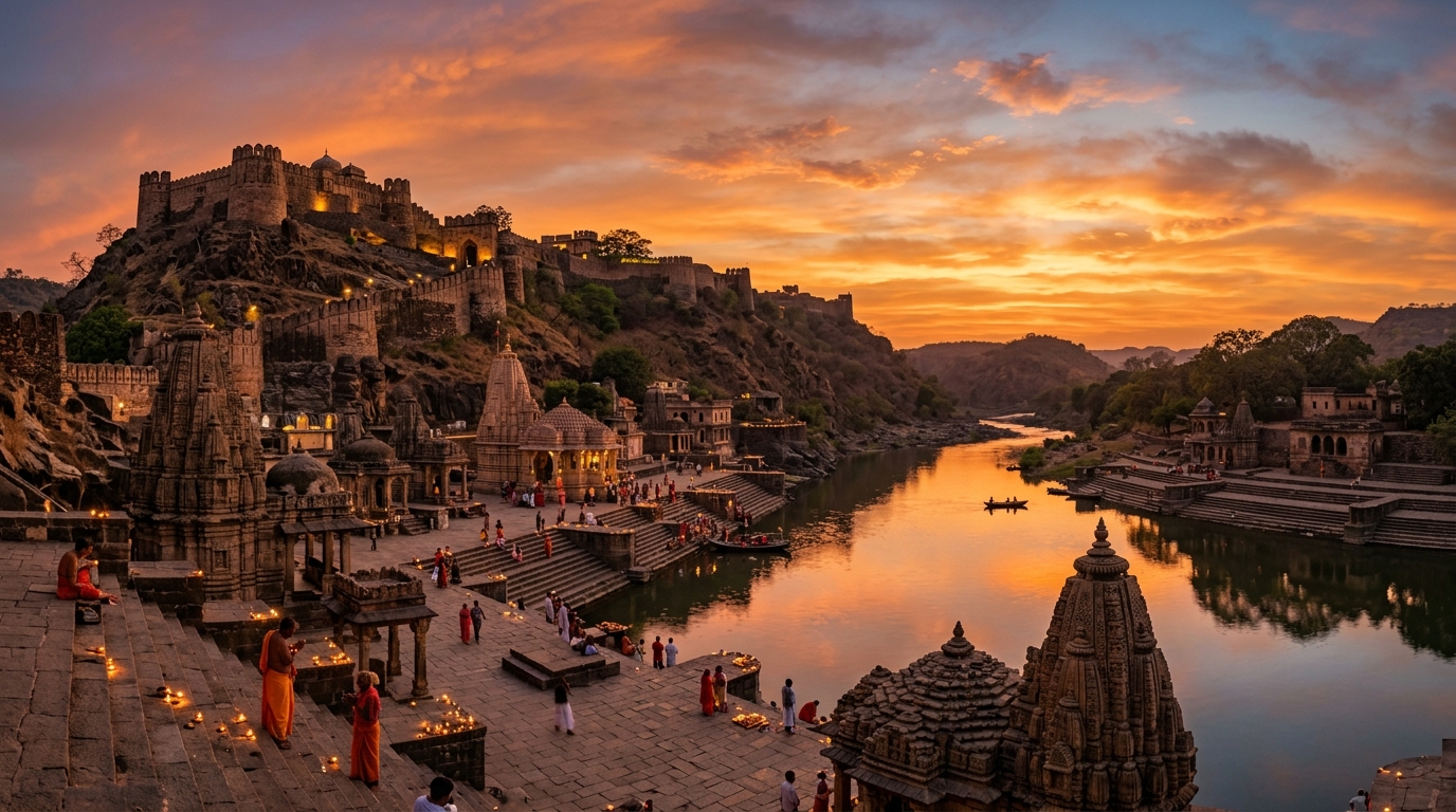 Sacred River Ghat & Ancient Hill Fort